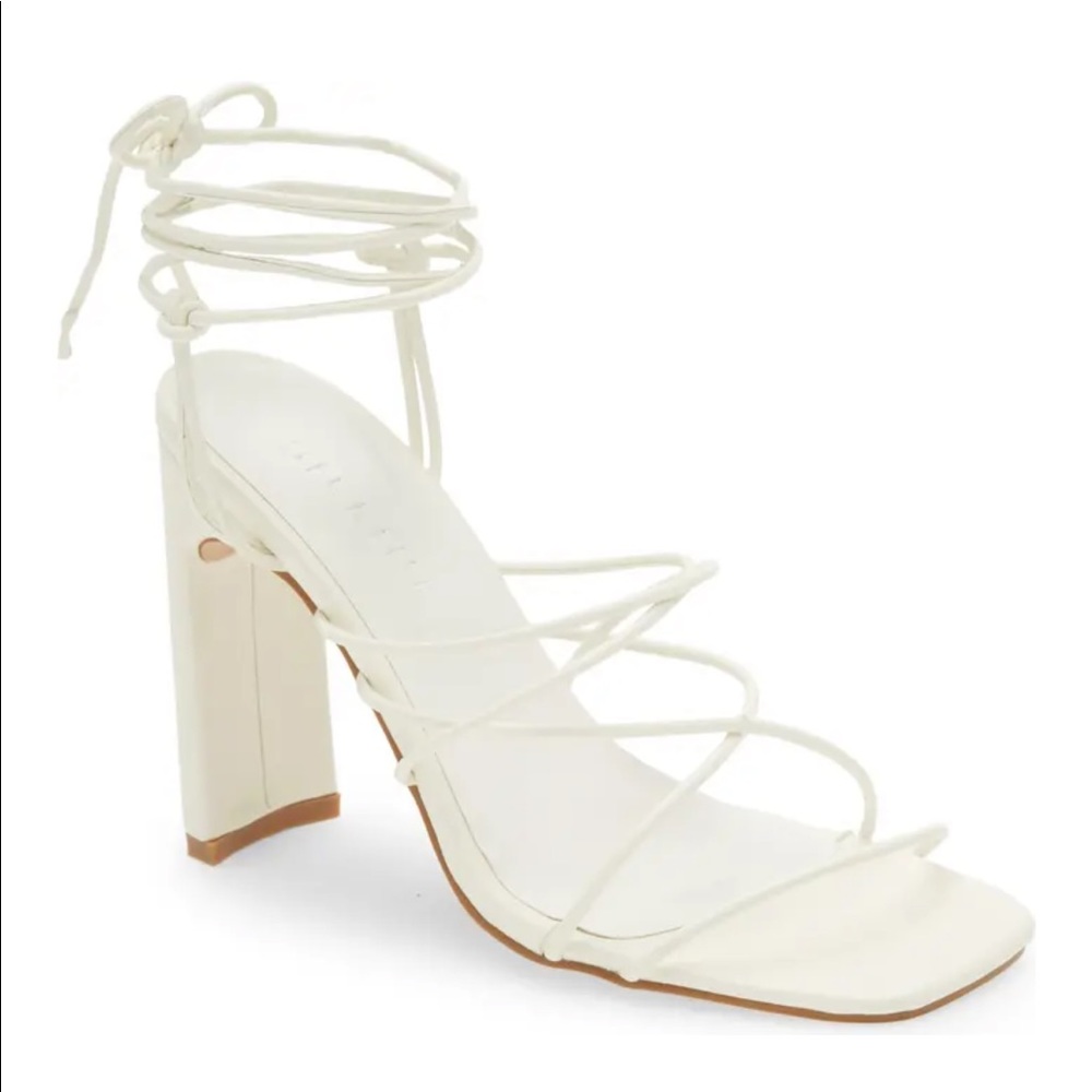 White Billini Heather Tie Ankle Sandals